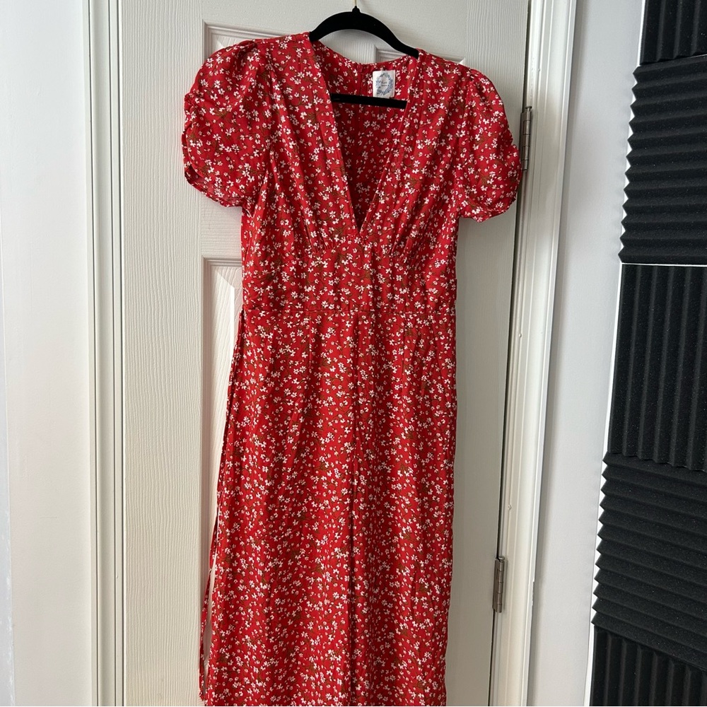 Blue Rain Women’s Red‎ Floral Jumpsuit Size S